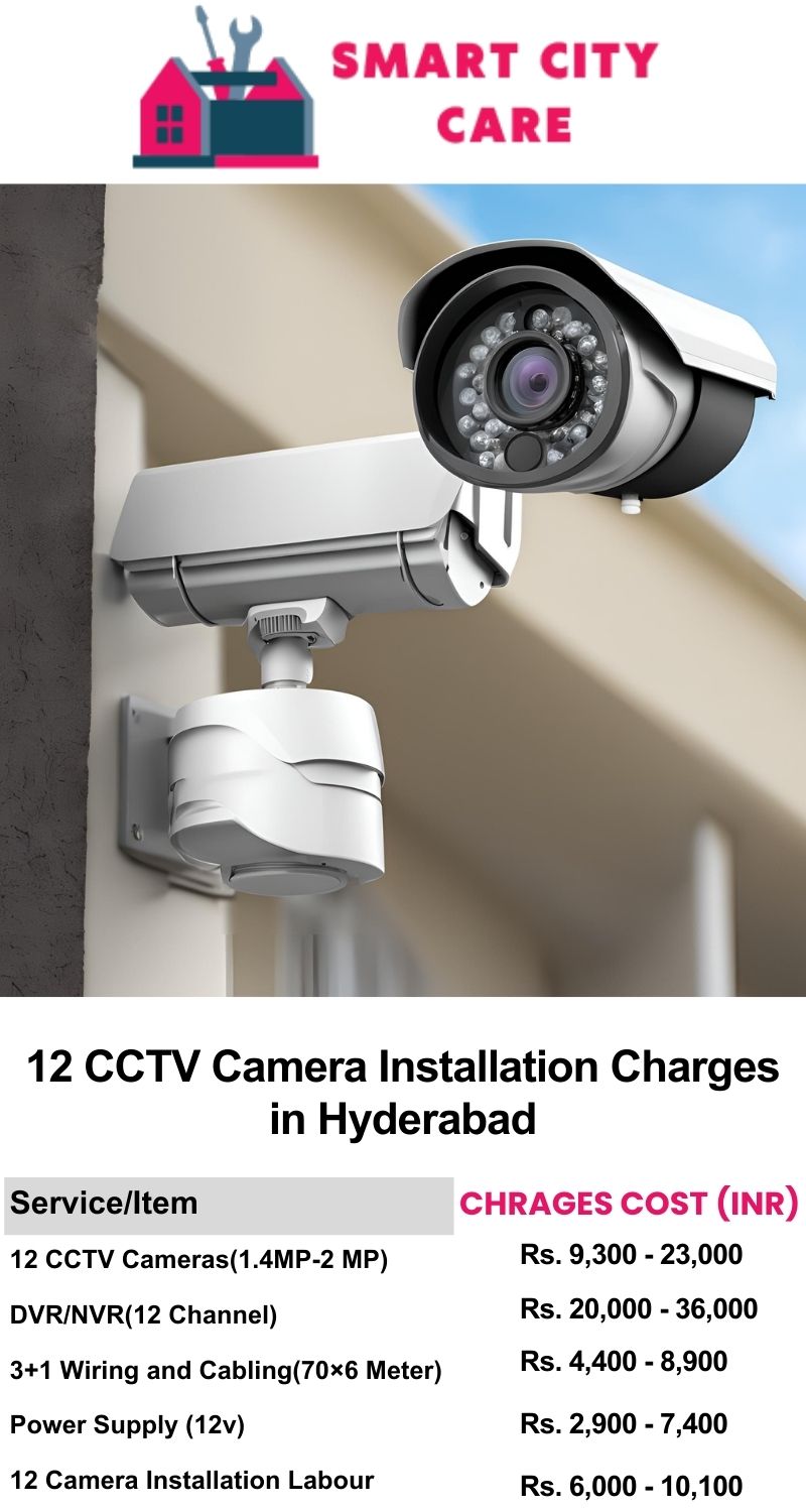 12 CCTV camera installation cost list in  Hyderabad