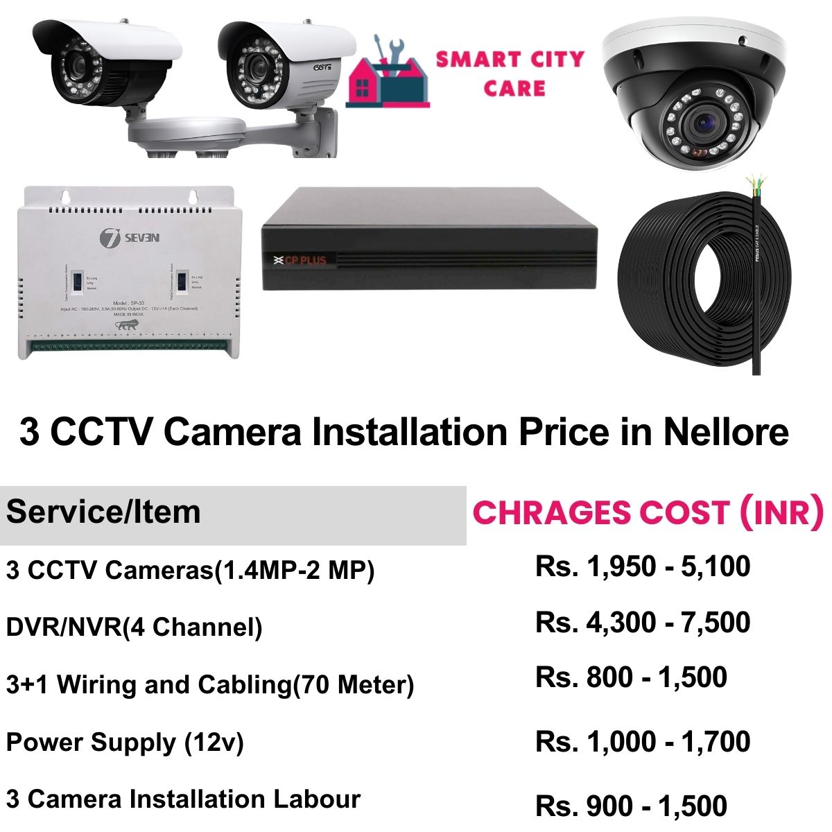 3 CCTV camera installation cost list in  Nellore