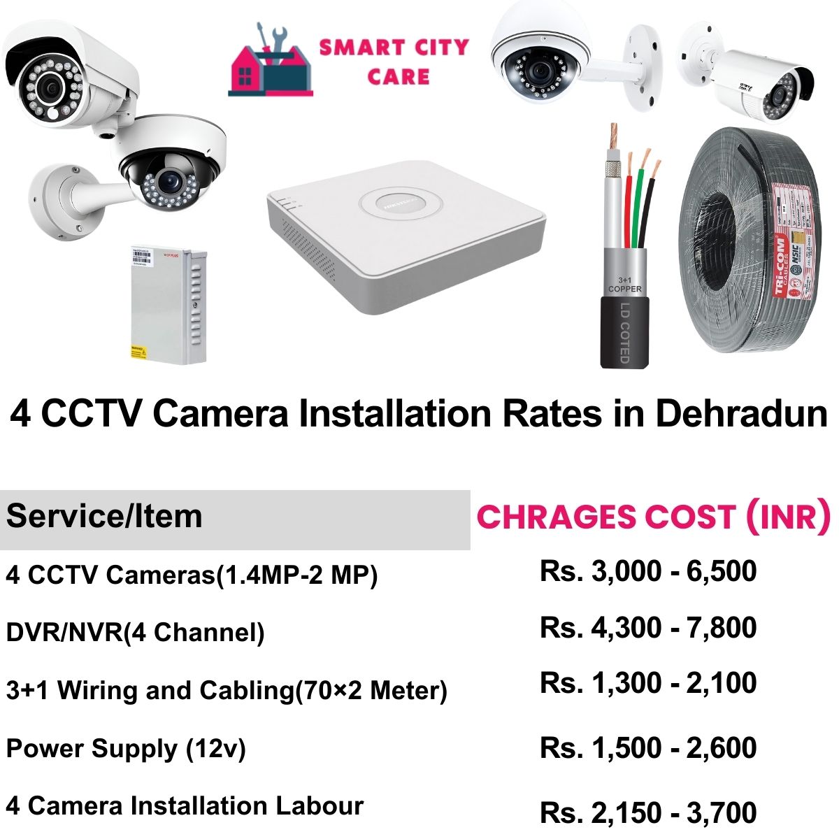 4 CCTV camera installation cost list in  Dehradun