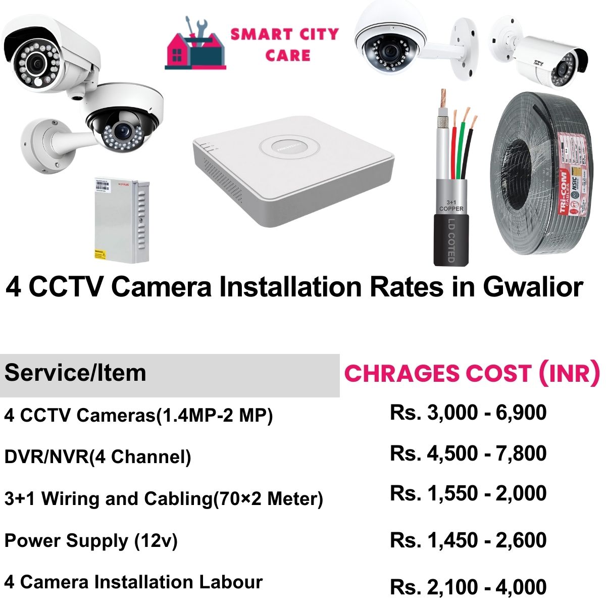 4 CCTV camera installation cost list in  Gwalior