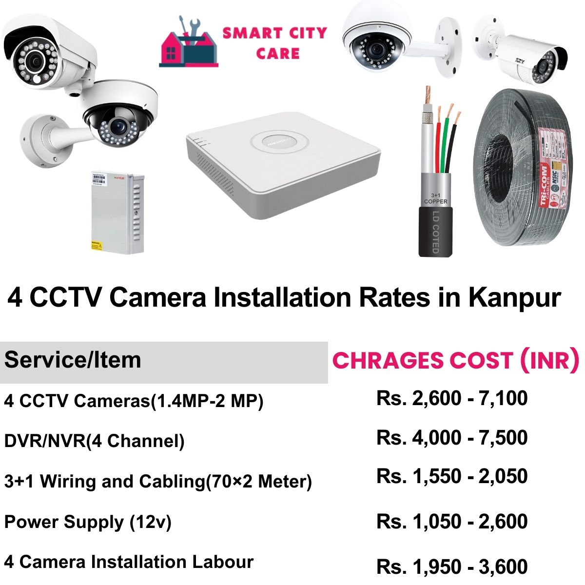 4 CCTV camera installation cost list in  Kanpur