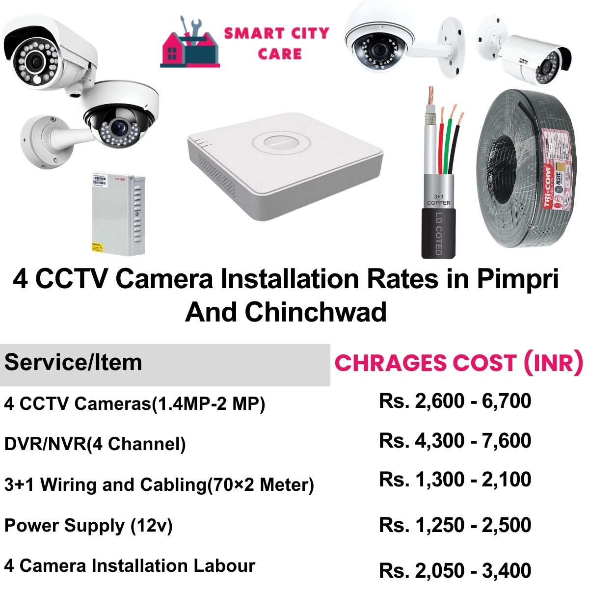 4 CCTV camera installation cost list in  Pimpri and chinchwad