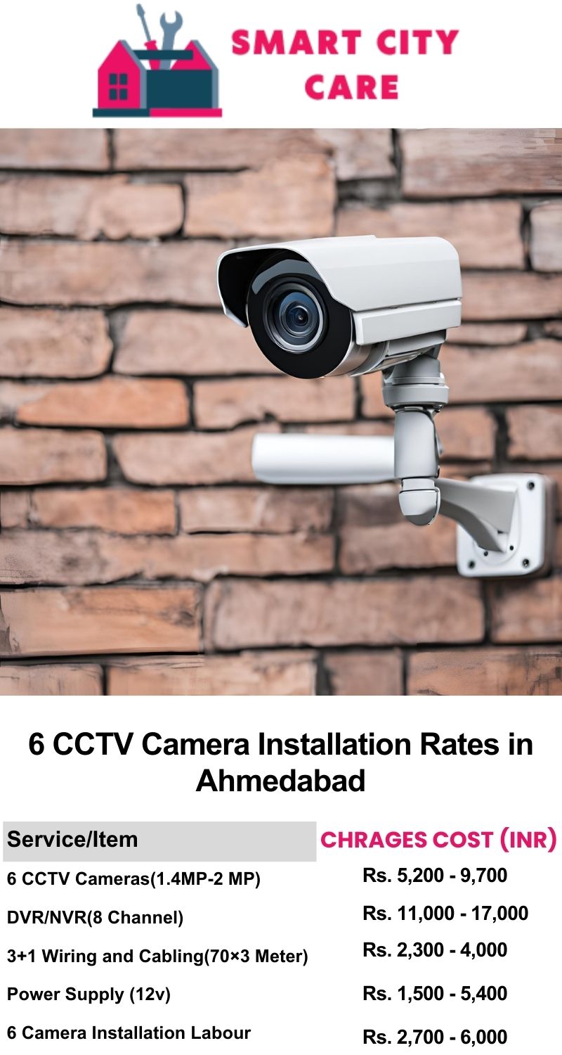 6 CCTV camera installation cost list in  Ahmedabad