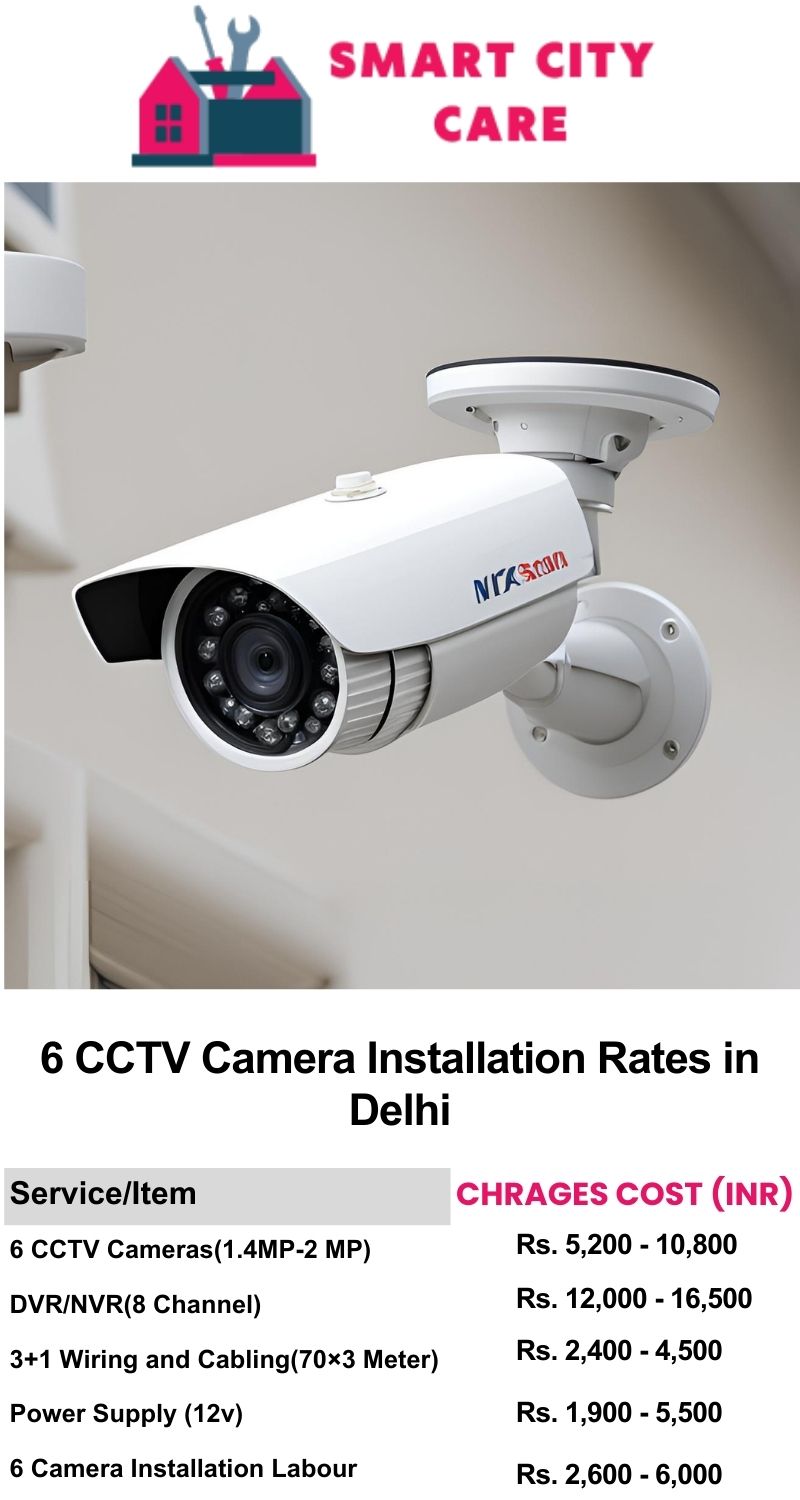 6 CCTV camera installation cost list in  Delhi