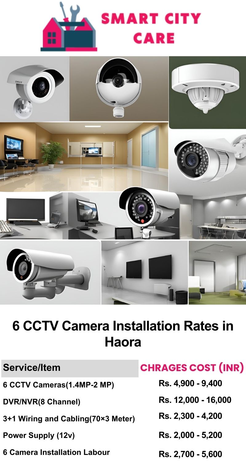 6 CCTV camera installation cost list in  Haora