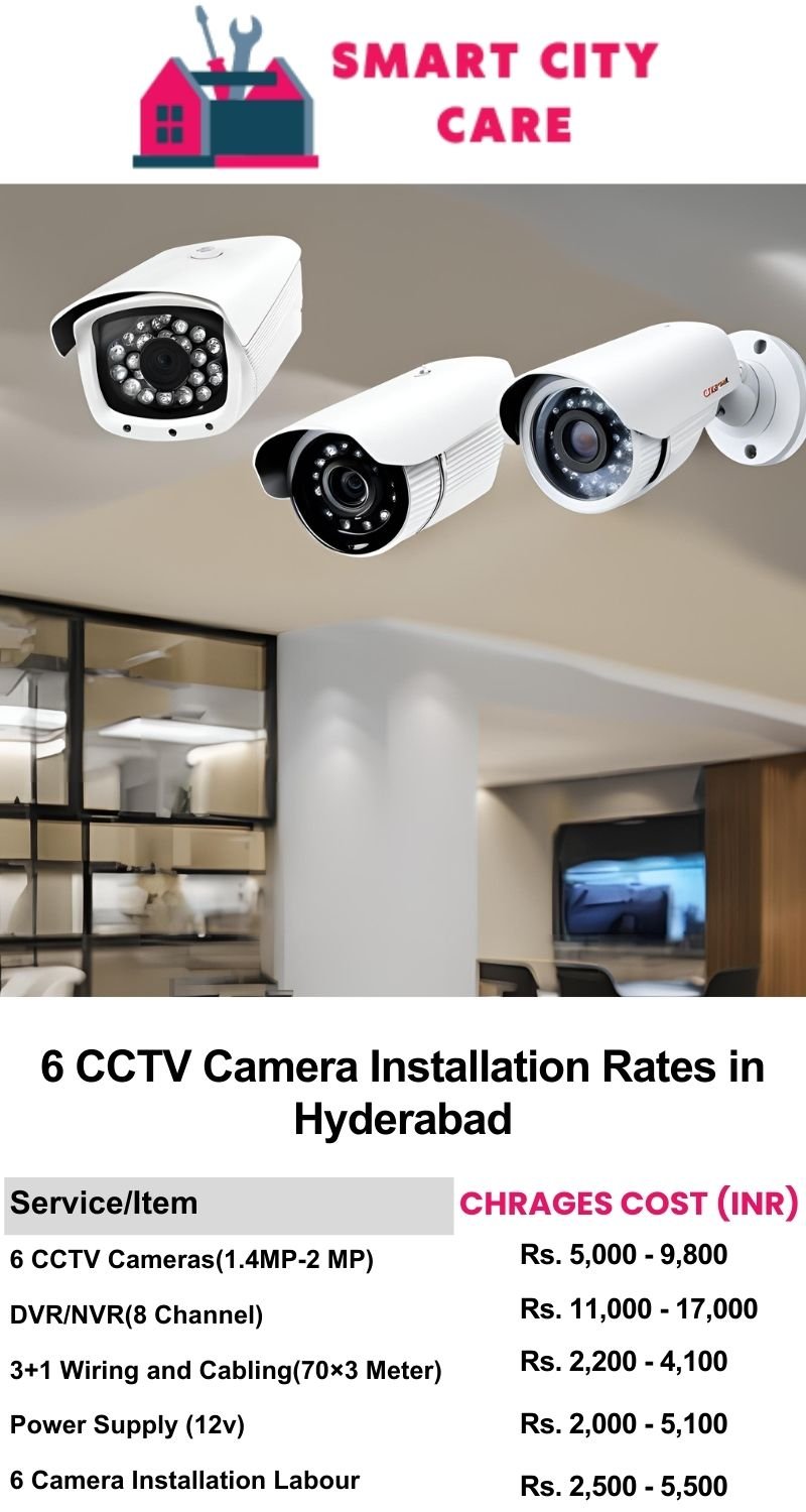 6 CCTV camera installation cost list in  Hyderabad