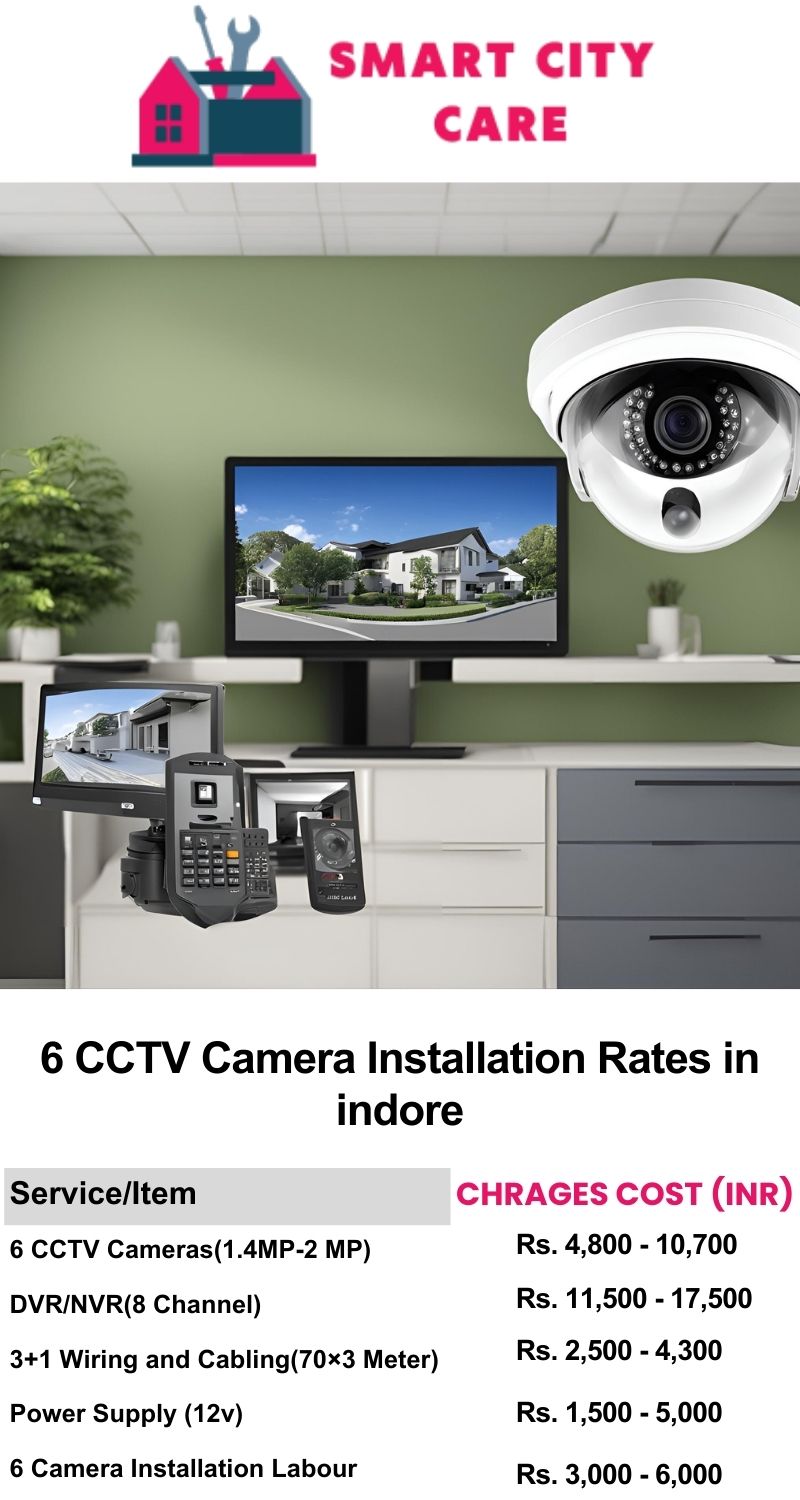 6 CCTV camera installation cost list in  Indore