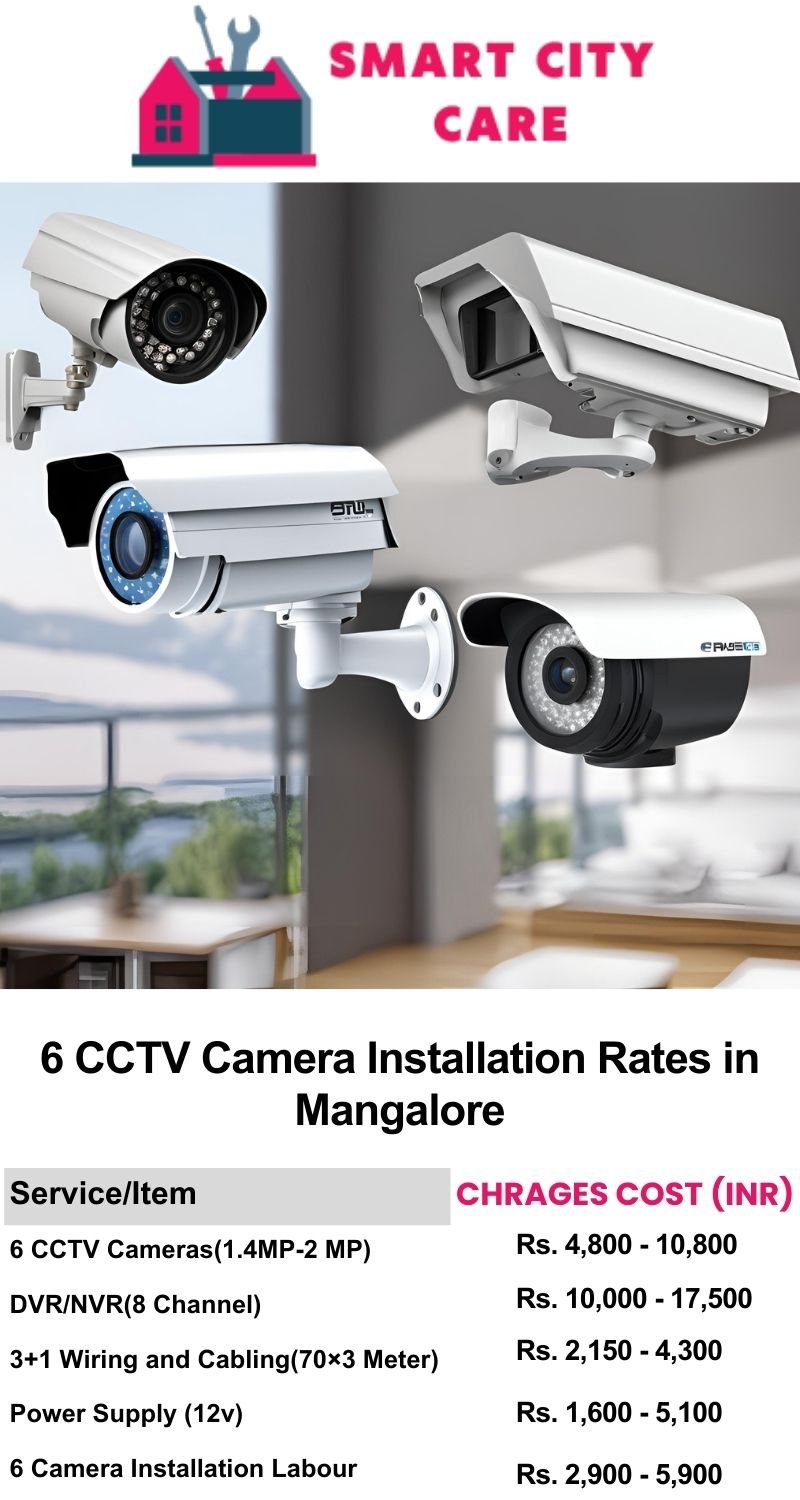 6 CCTV camera installation cost list in  Mangalore