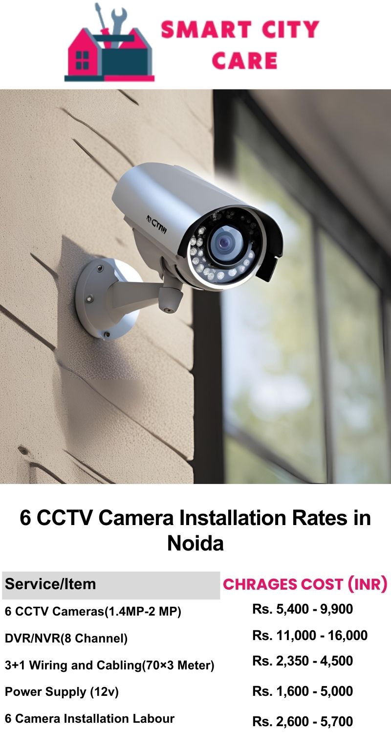 6 CCTV camera installation cost list in  Noida