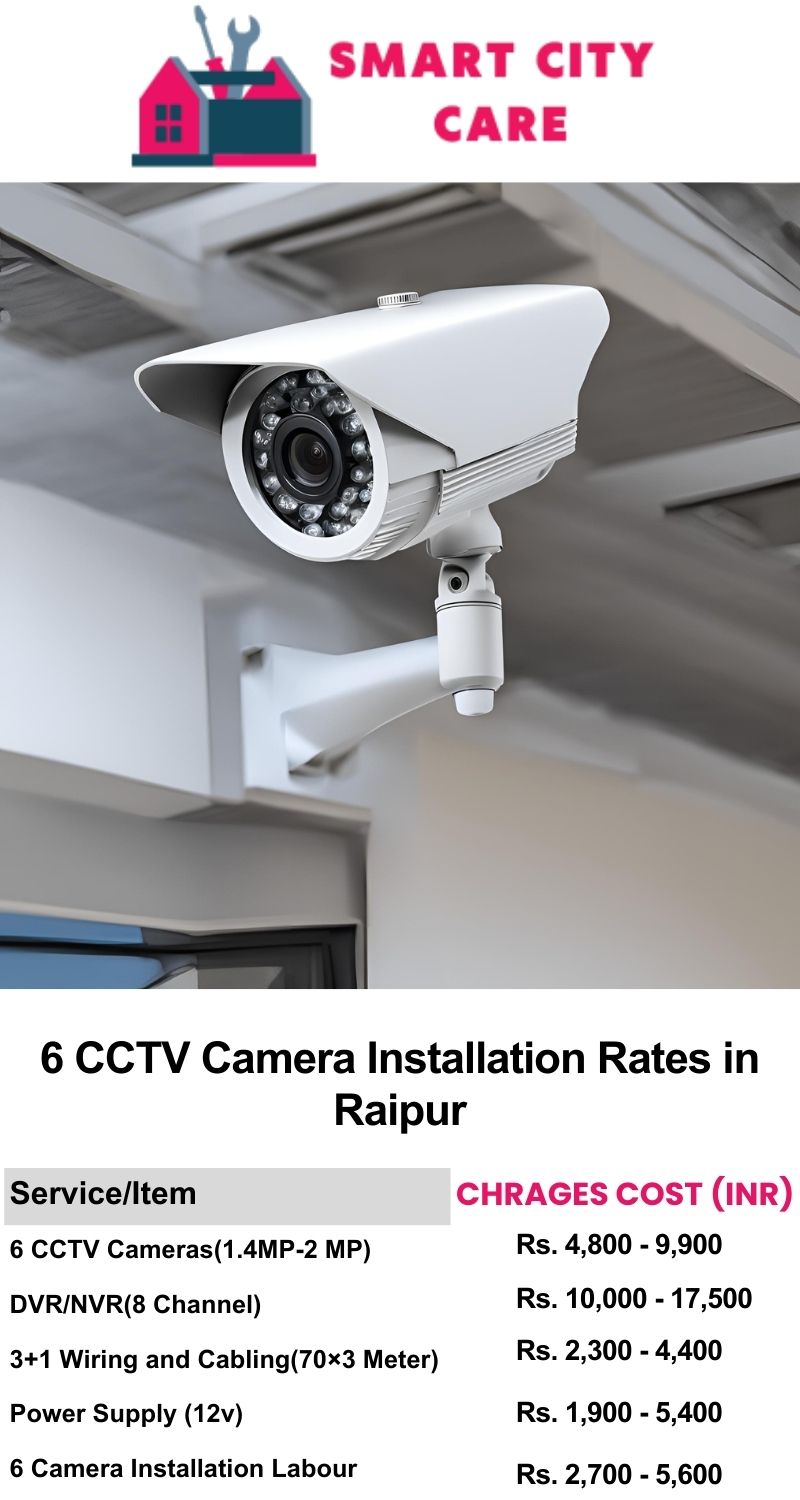 6 CCTV camera installation cost list in  Raipur