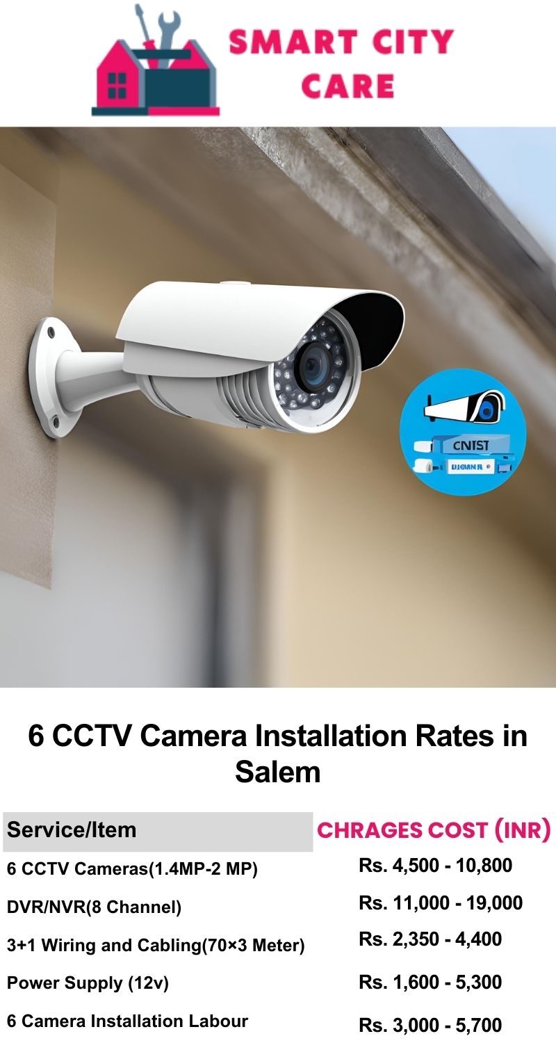 6 CCTV camera installation cost list in  Salem