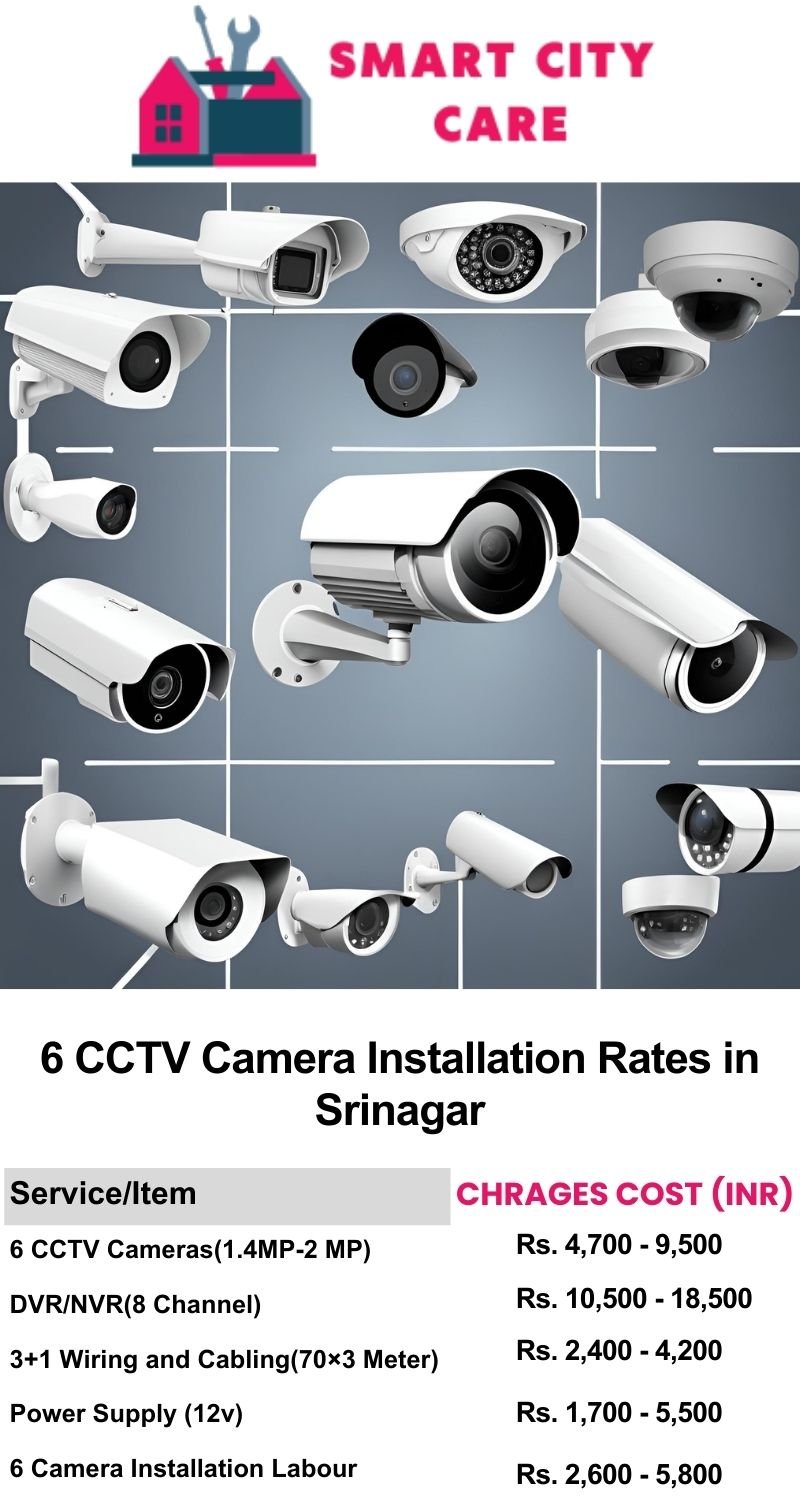 6 CCTV camera installation cost list in  Srinagar