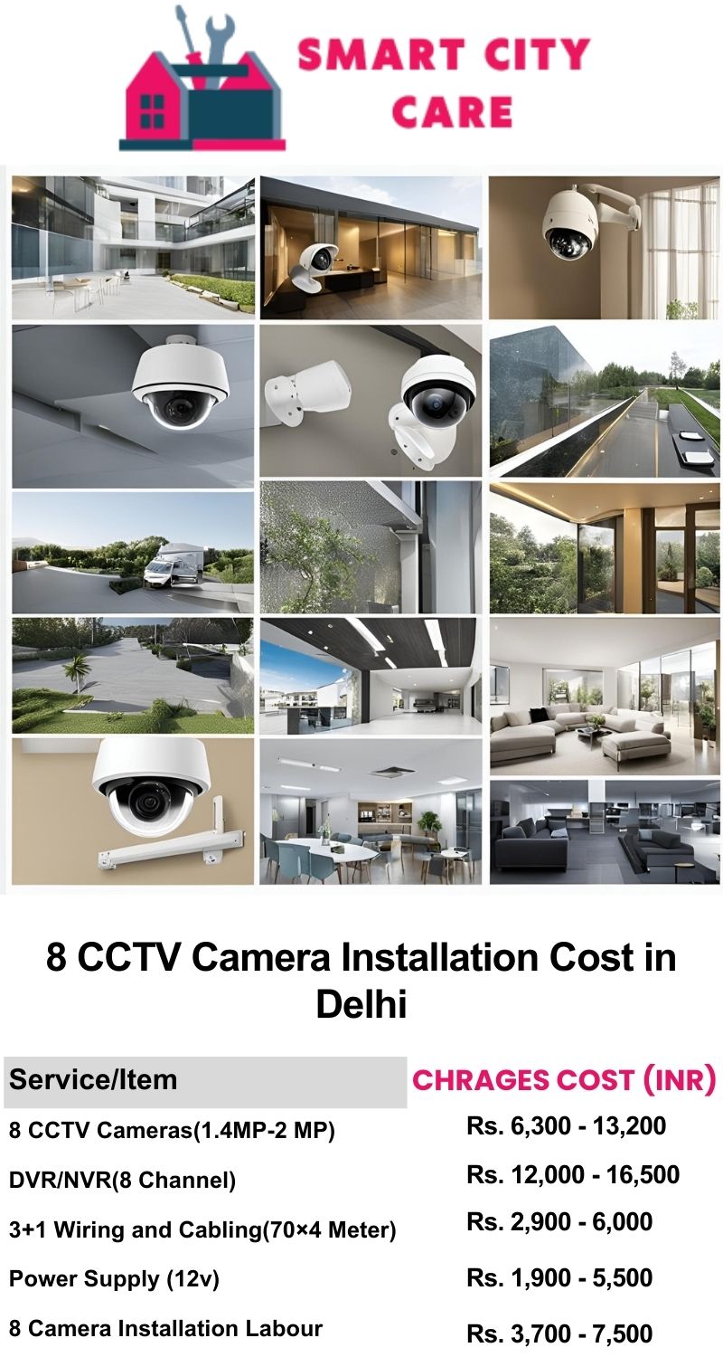 8 CCTV camera installation cost list in  Delhi