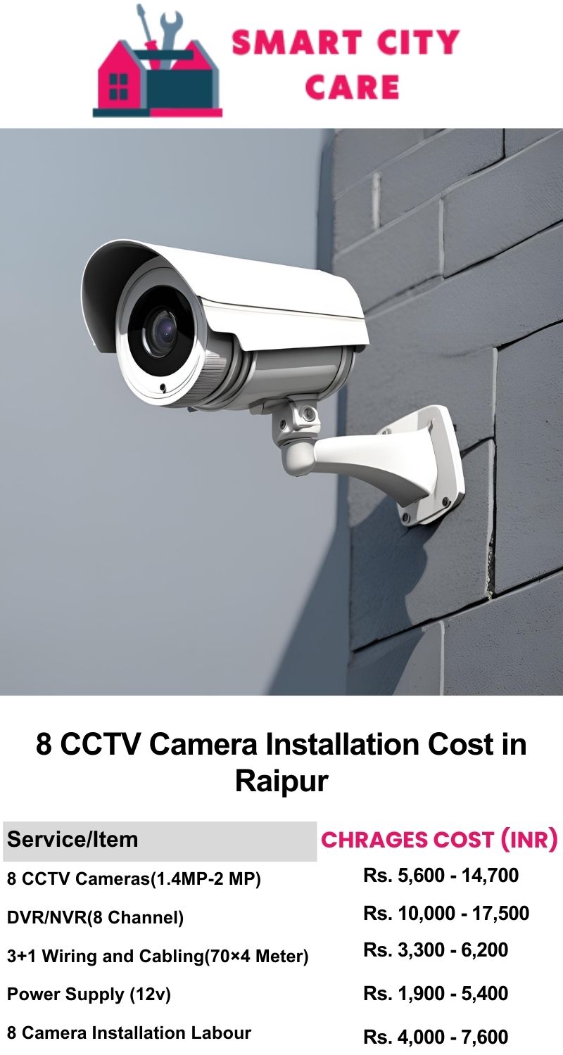 8 CCTV camera installation cost list in  Raipur