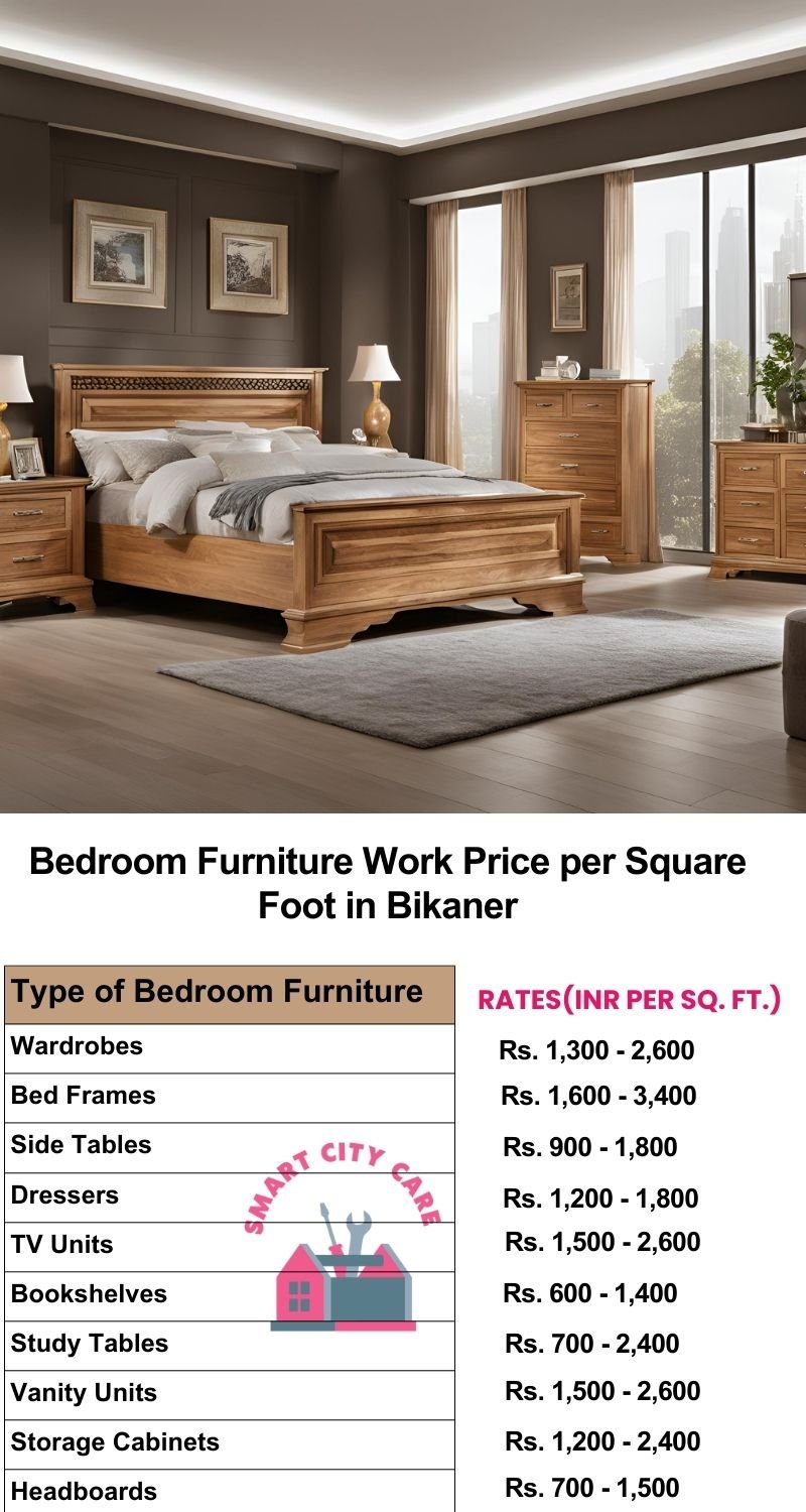 Bedroom Furniture Work Price list per Square Foot in Bikaner