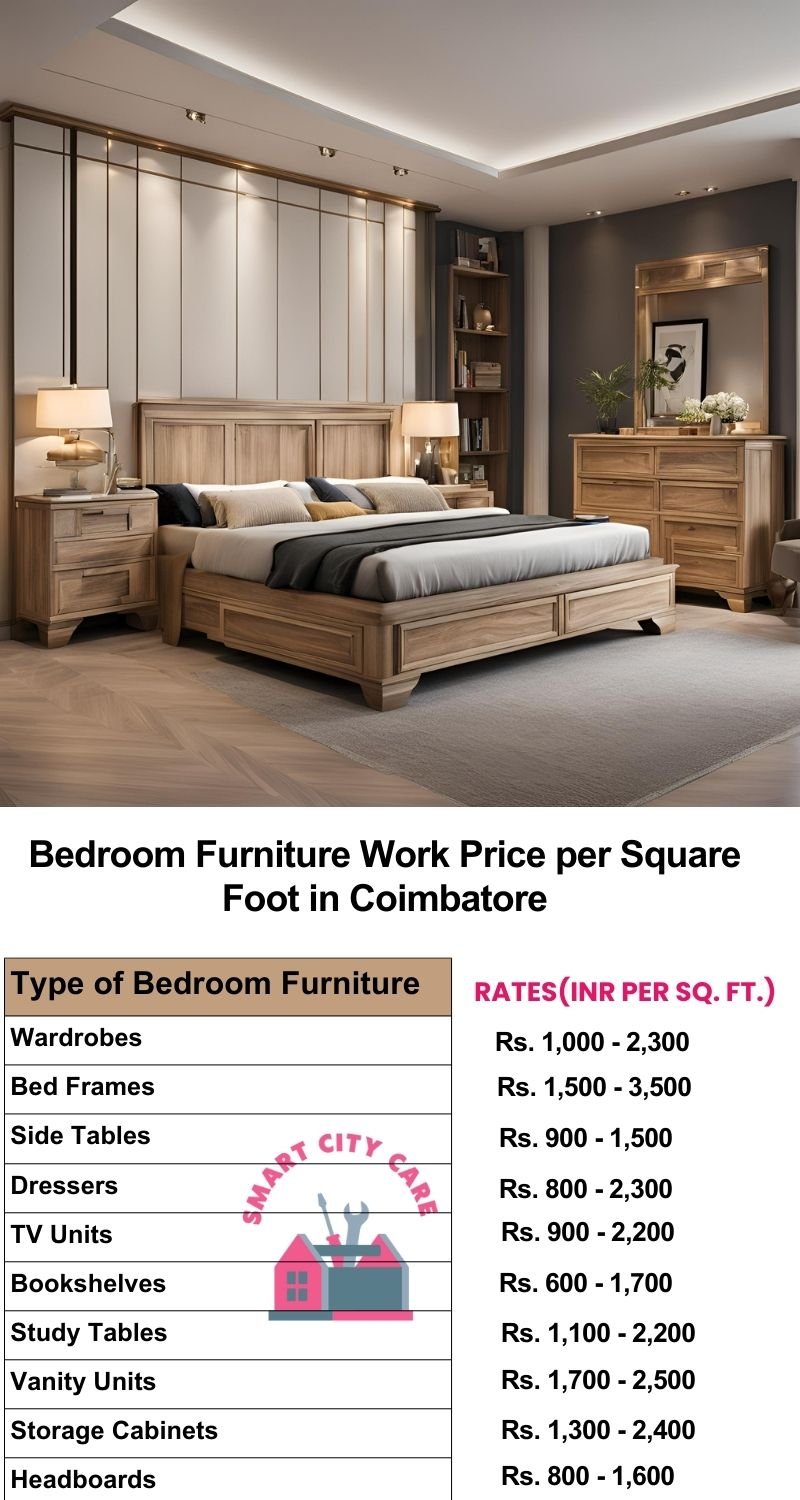 Bedroom Furniture Work Price list per Square Foot in Coimbatore