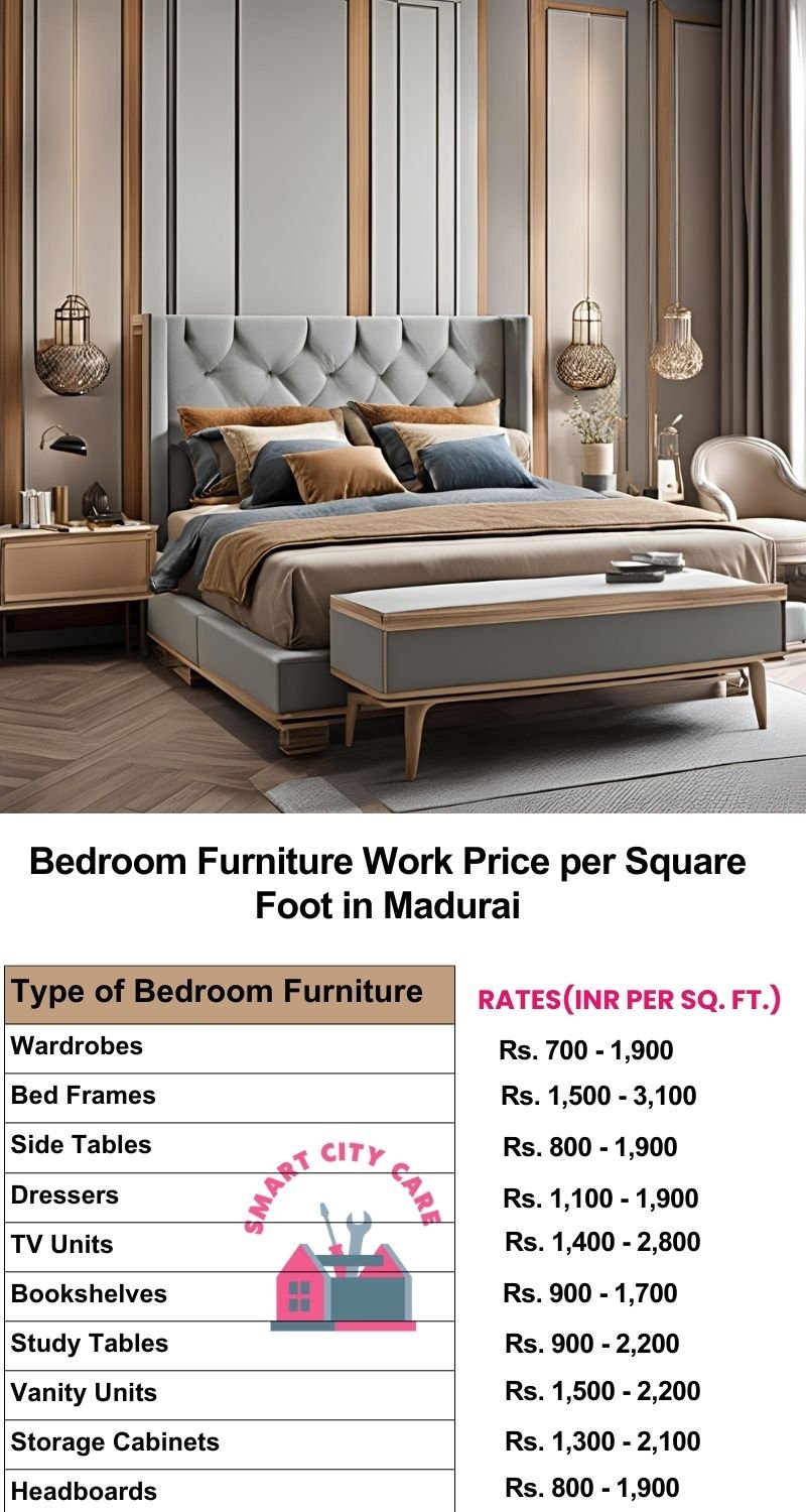 Bedroom Furniture Work Price list per Square Foot in Madurai