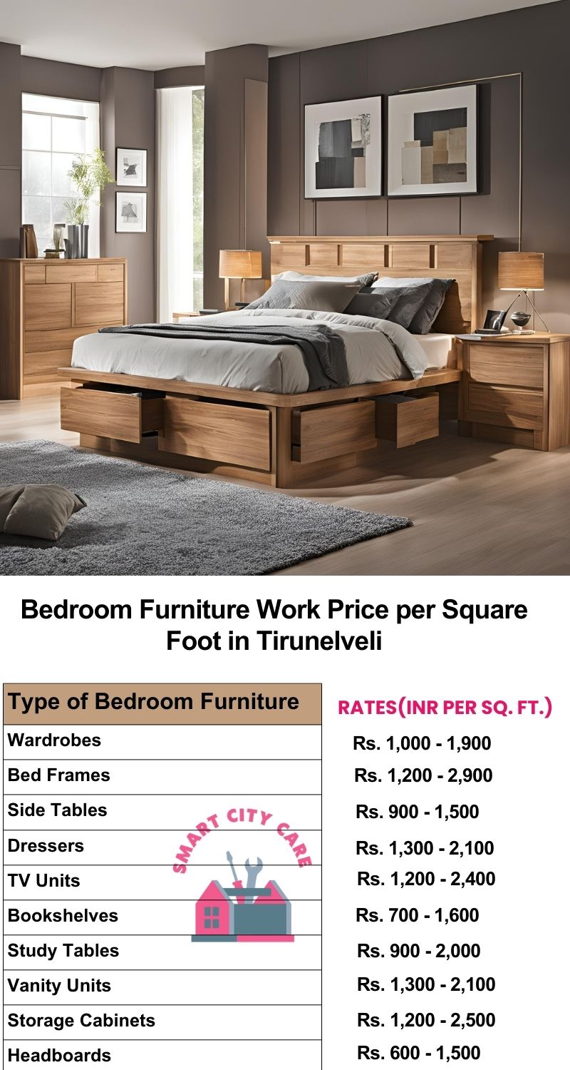 Bedroom Furniture Work Price list per Square Foot in Tirunelveli