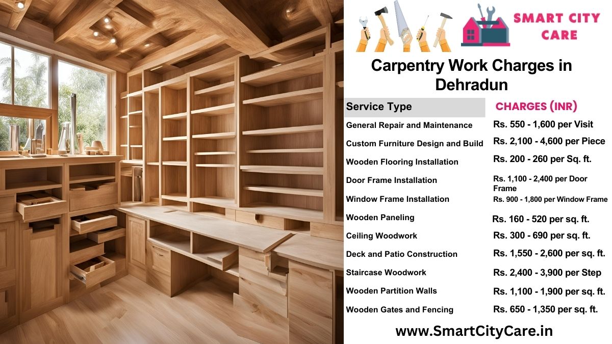 Carpentry Work Charges list in Dehradun