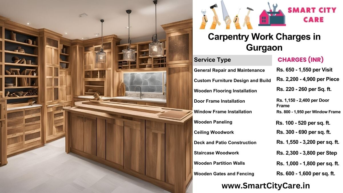 Carpentry Work Charges list in Gurgaon