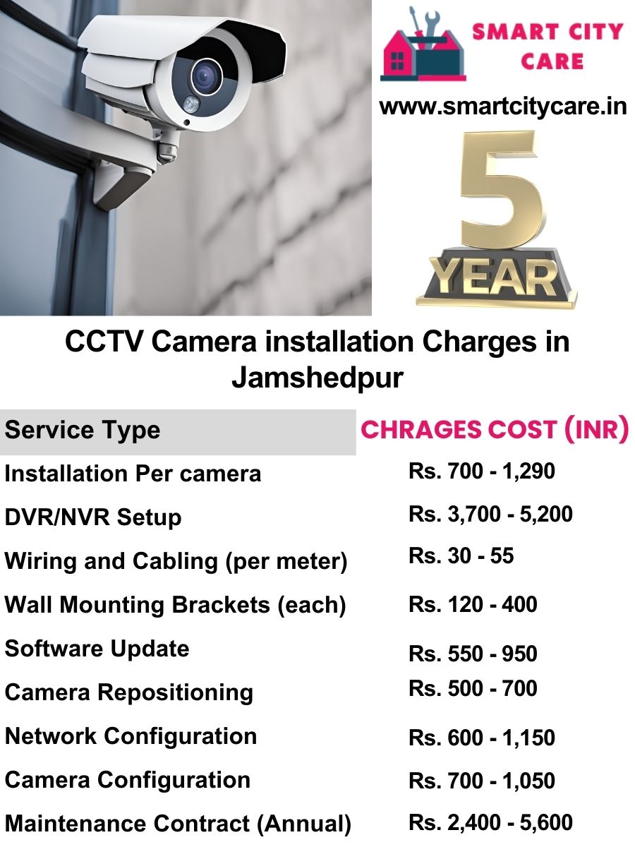 CCTV camera installation cost list in Jamshedpur