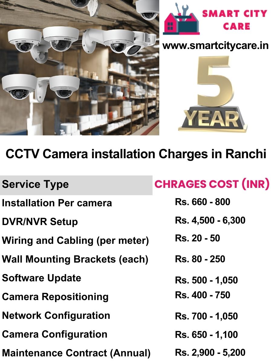 CCTV camera installation cost list in Ranchi