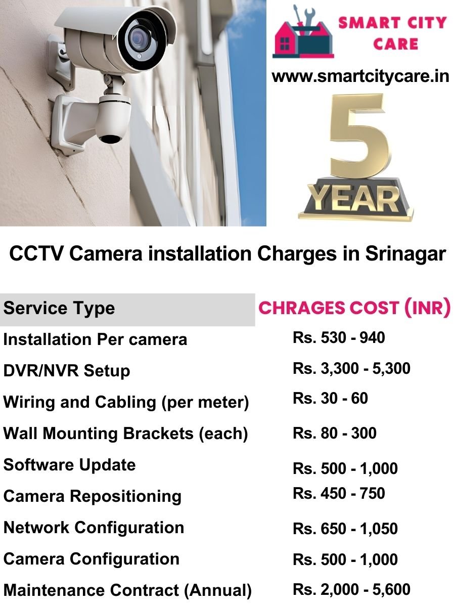 CCTV camera installation cost list in Srinagar