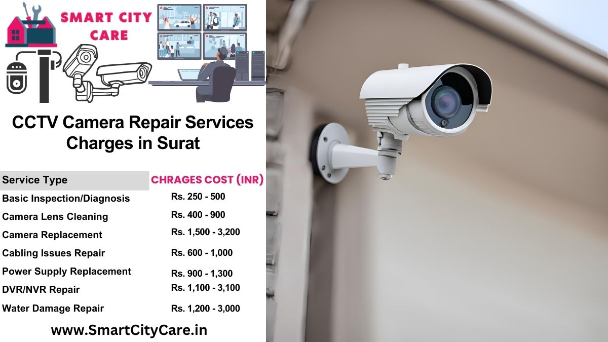 CCTV camera repair services charges list in Surat