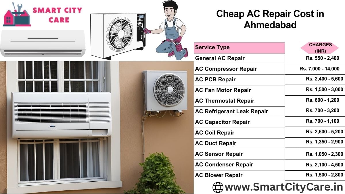 Cheap AC repair Cost list in Ahmedabad