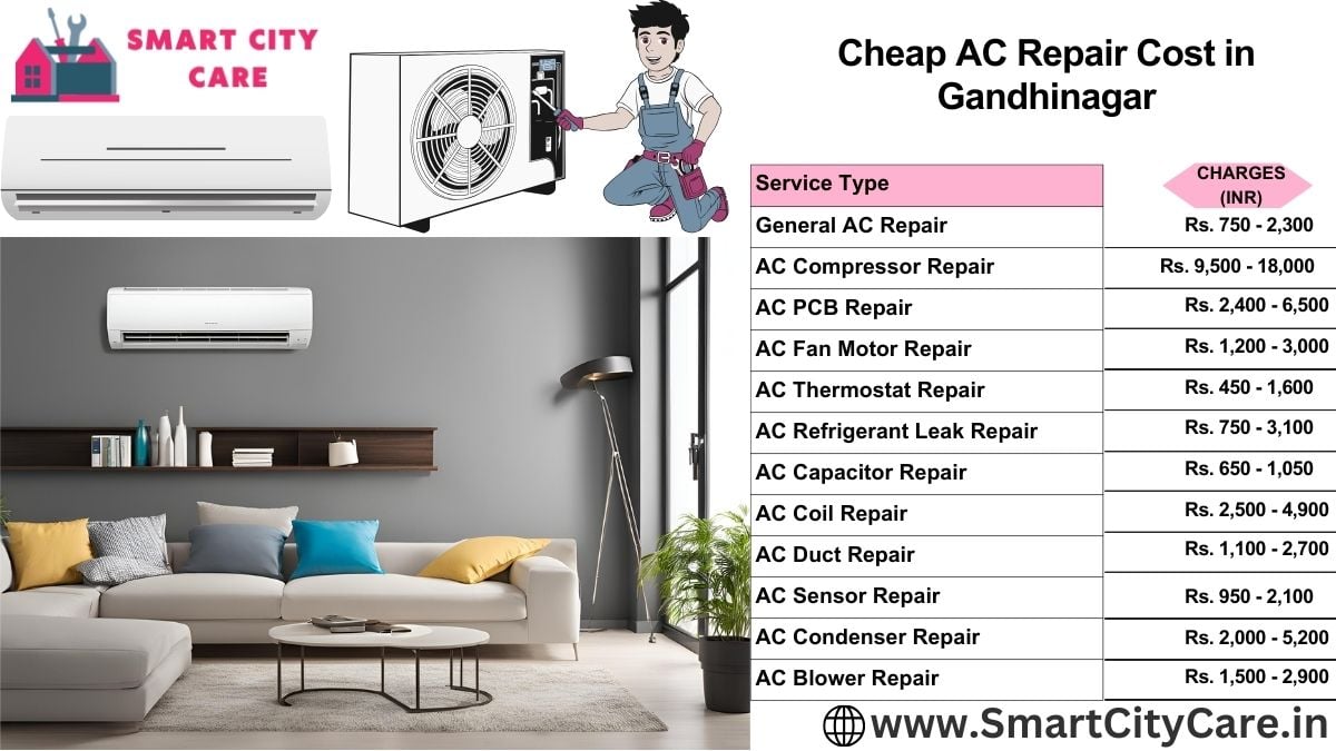 Cheap AC repair Cost list in Gandhinagar