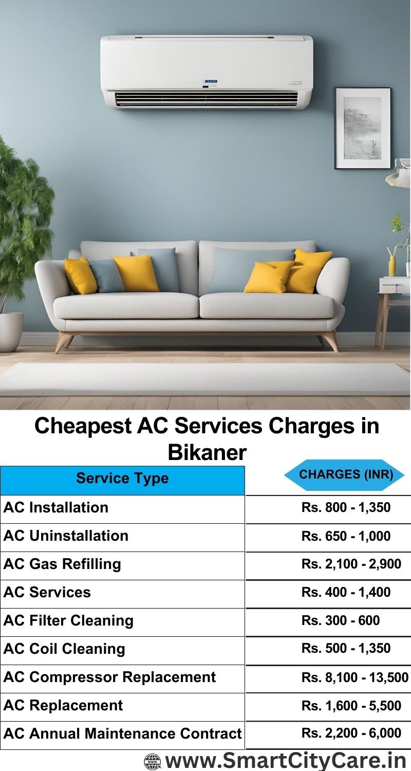 AC Services charges list in Bikaner