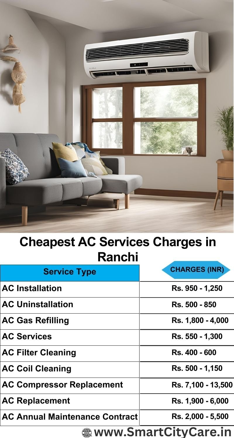 AC Services charges list in Ranchi