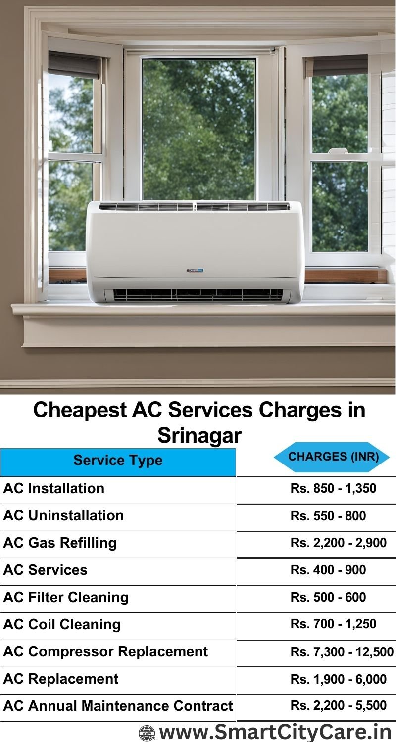 AC Services charges list in Srinagar