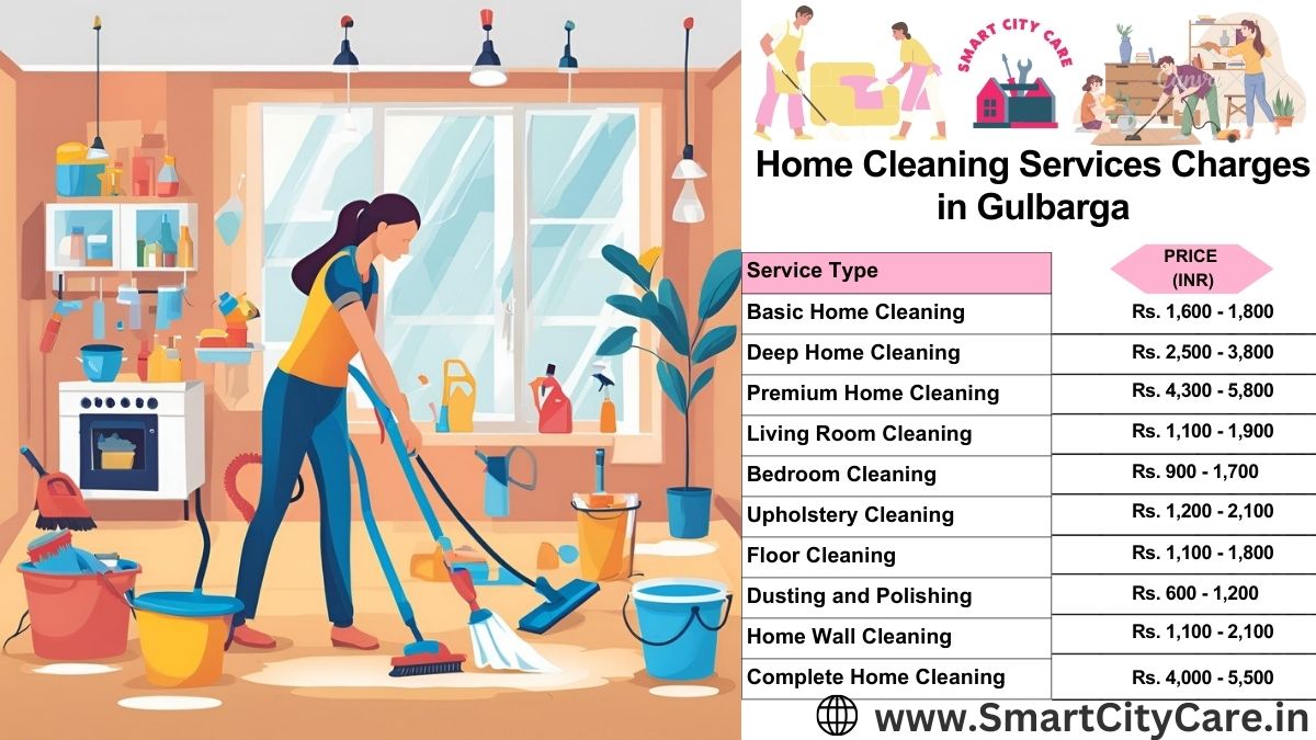 Home Cleaning Charges list in Gulbarga