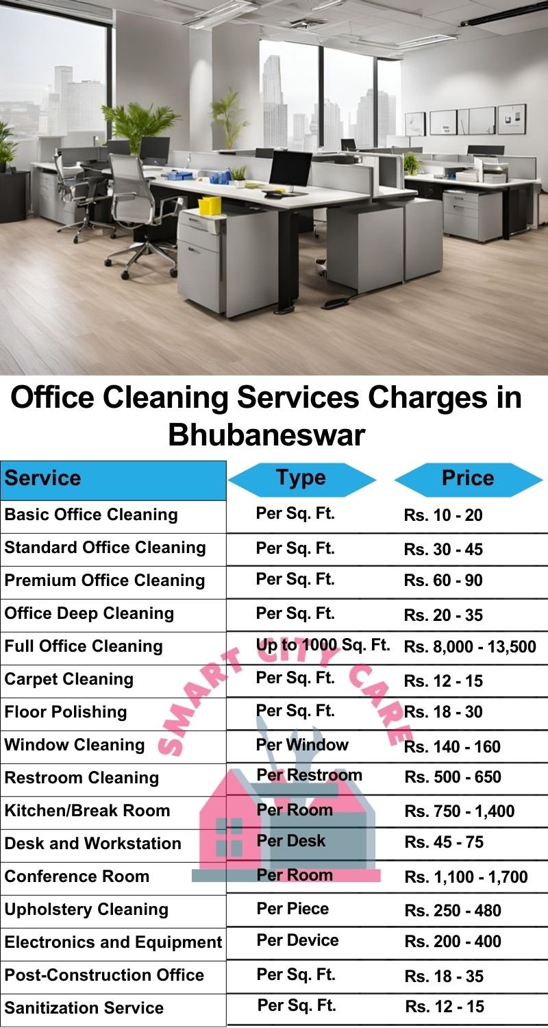 Office cleaning services Bhubaneswar price list