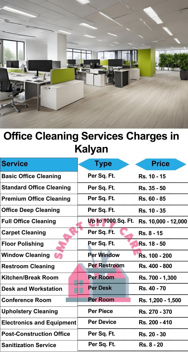 Office cleaning services Kalyan price list