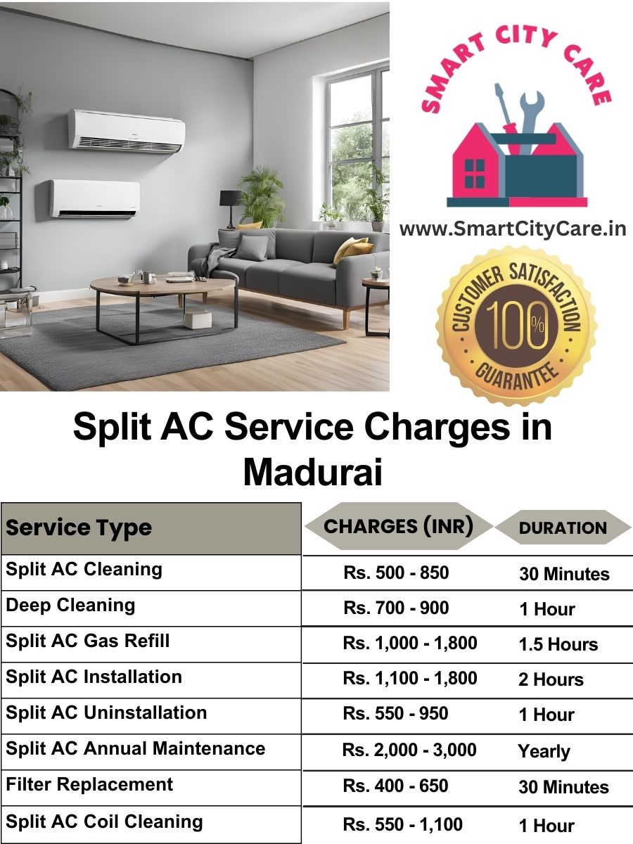 Split AC Service cost list in Madurai