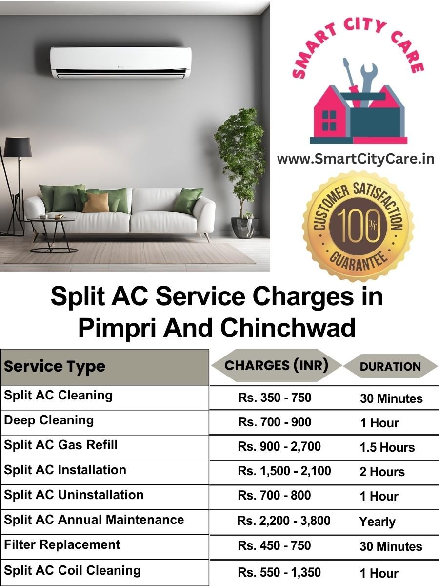 Split AC Service cost list in Pimpri and chinchwad