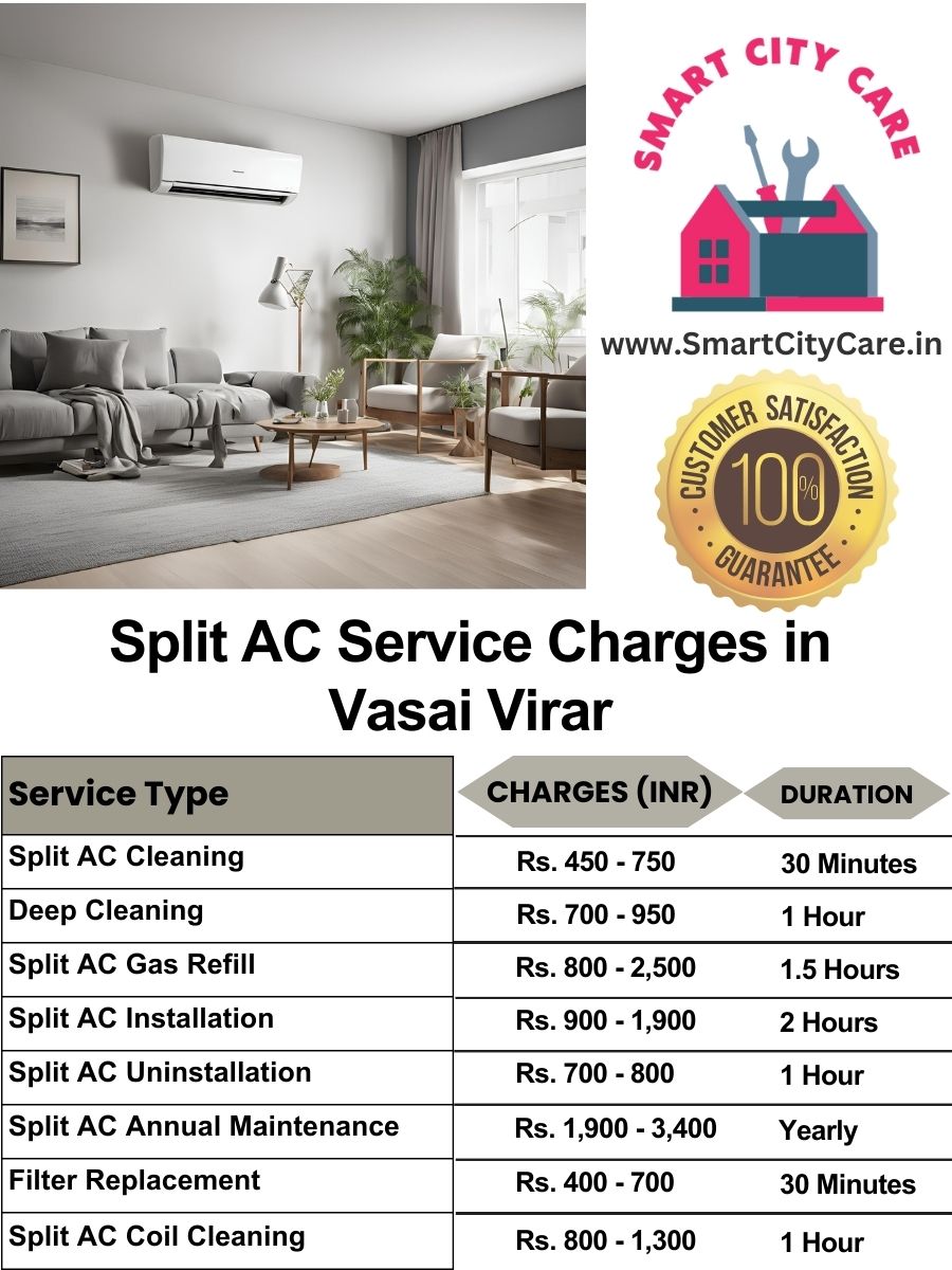 Split AC Service cost list in Vasai virar