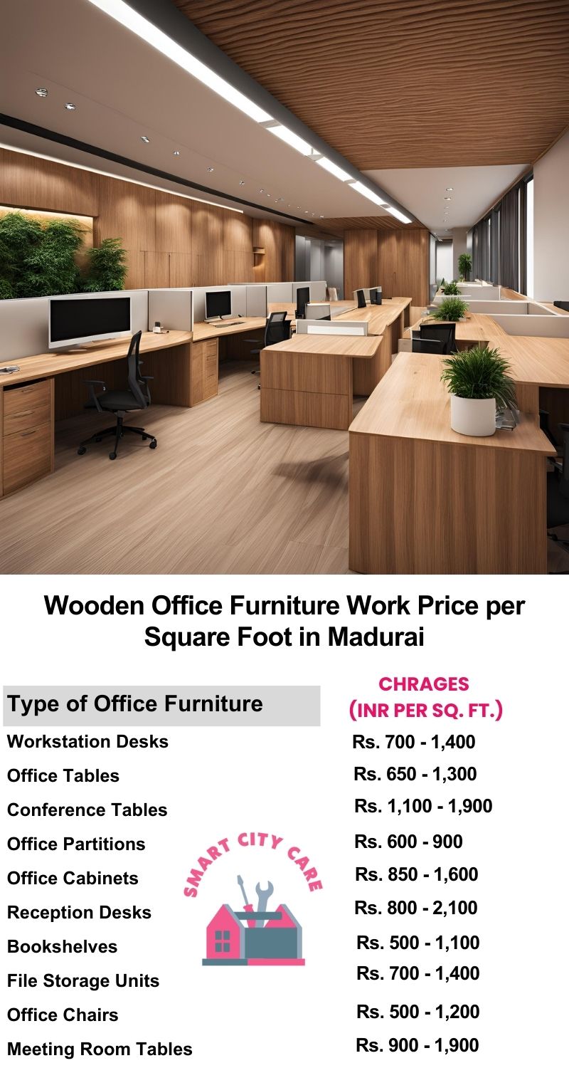 Wooden Office Furniture Work cost per Square Foot in Madurai