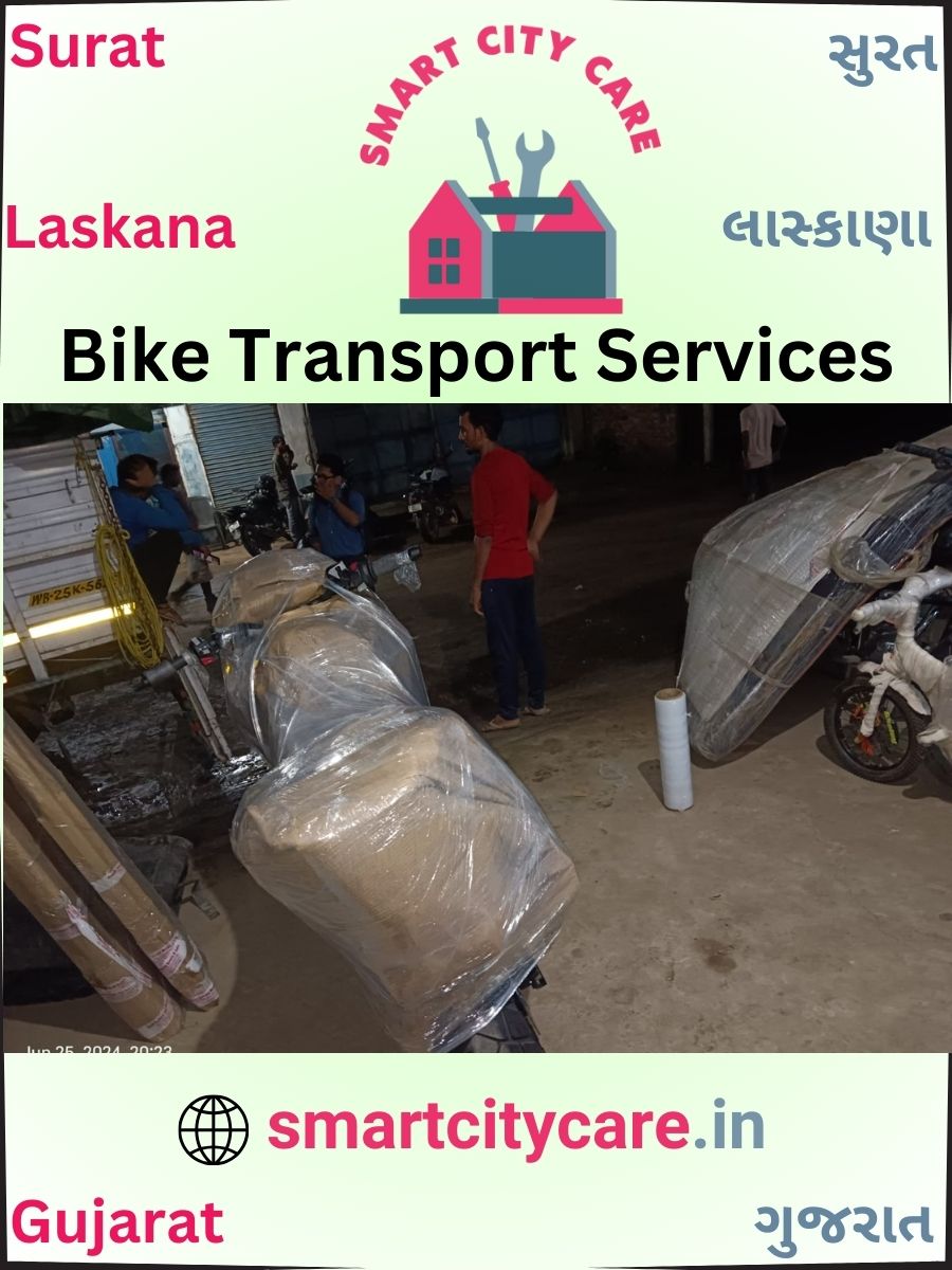 Bike moving cost by road and train in Laskana, Surat