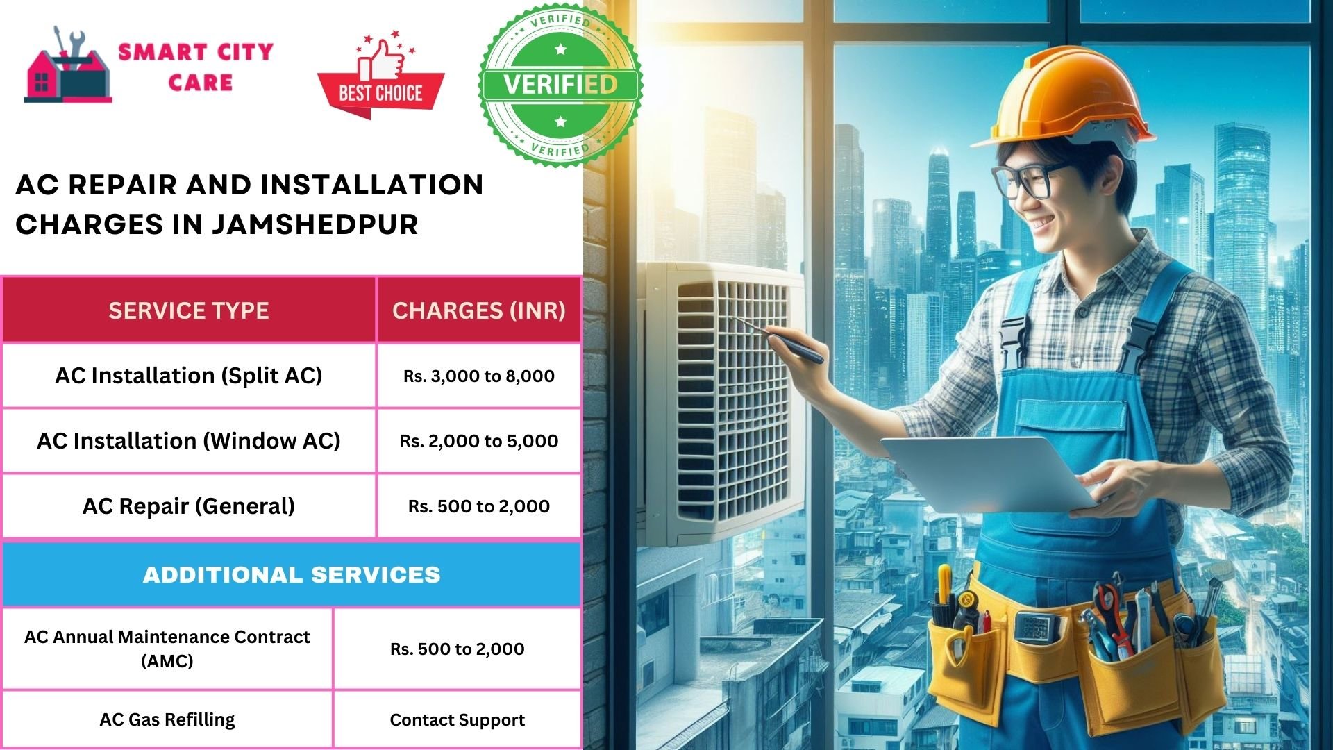 Affordable AC repair and installation rates list service in Jamshedpur