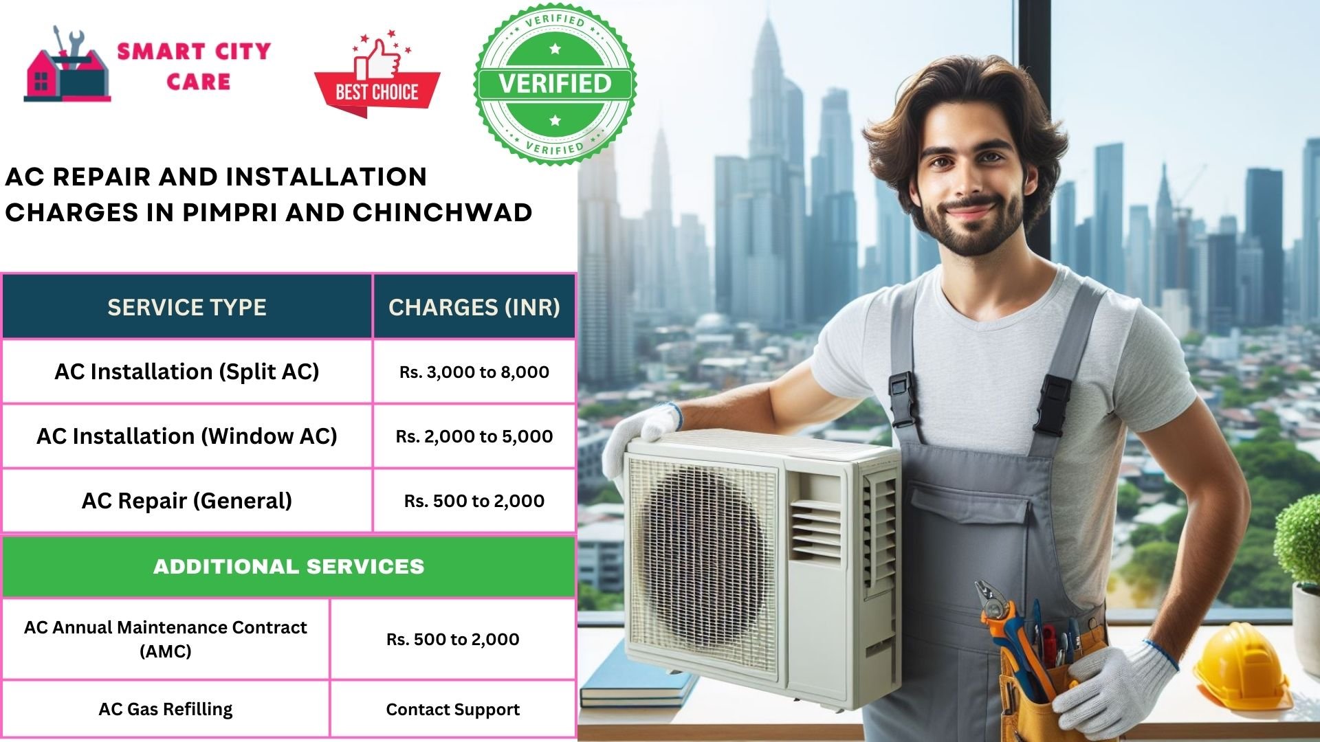 Affordable AC repair and installation rates list service in Pimpri and chinchwad