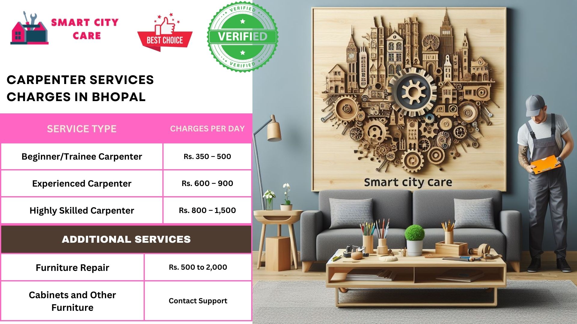 Carpenter Services charges in Bhopal