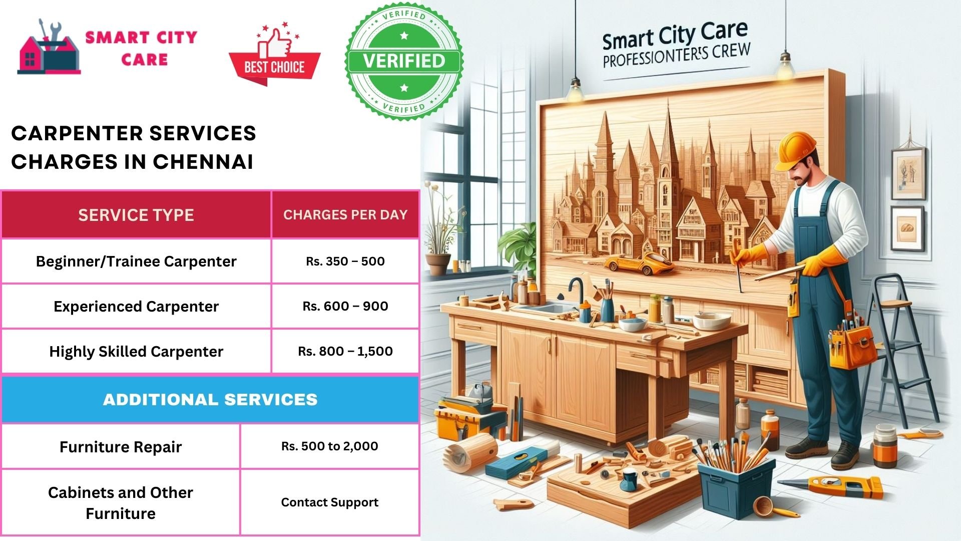 Carpenter Services charges in Chennai