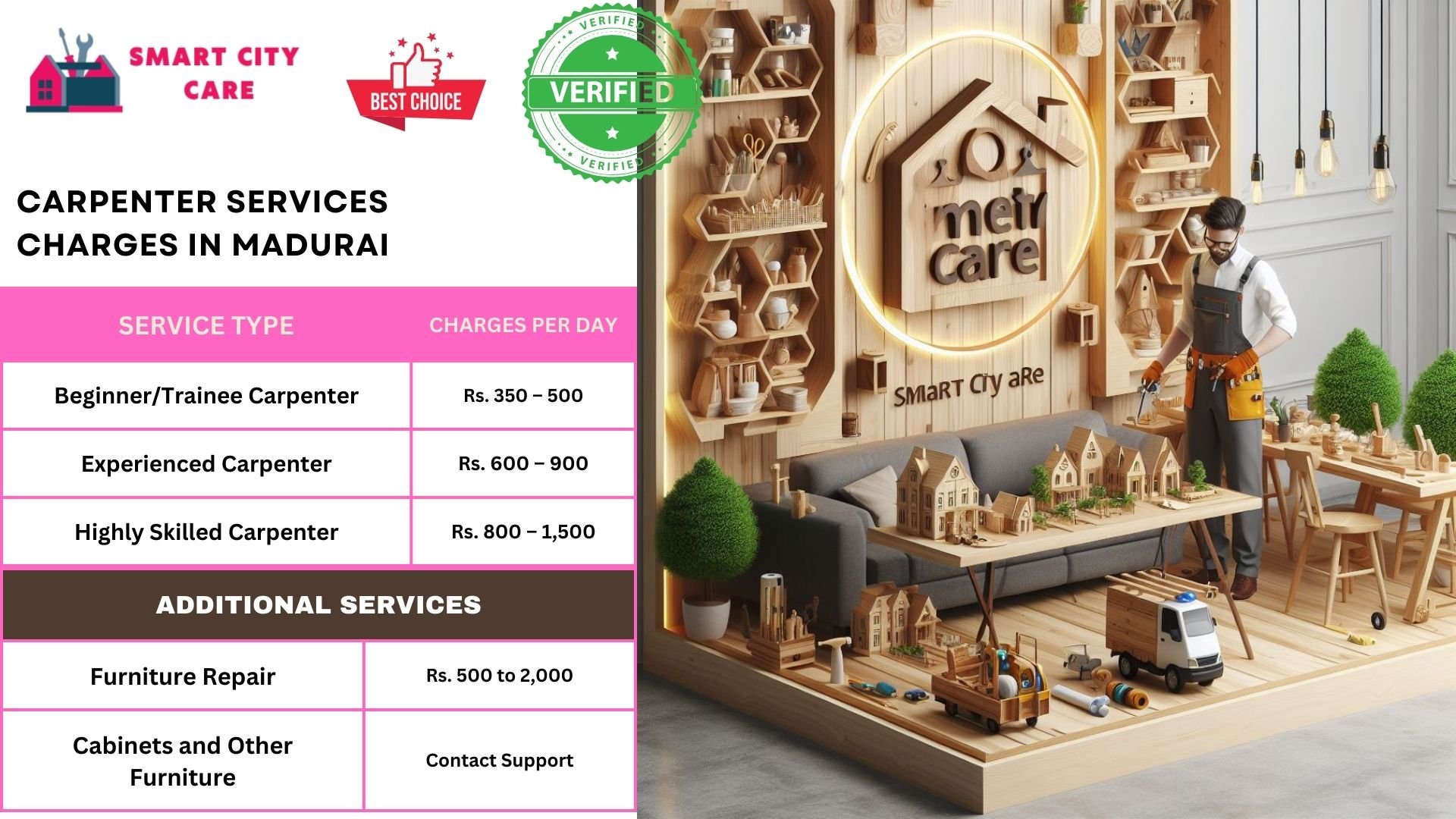 Carpenter Services charges in Madurai