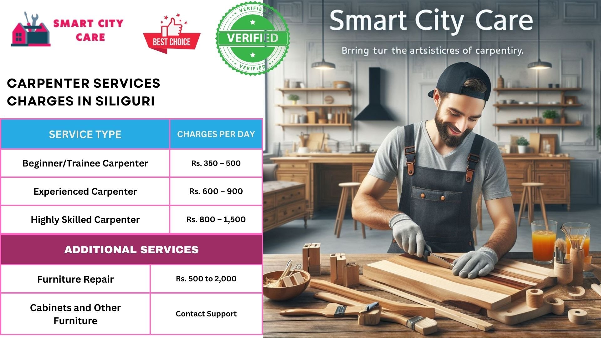 Carpenter Services charges in Siliguri