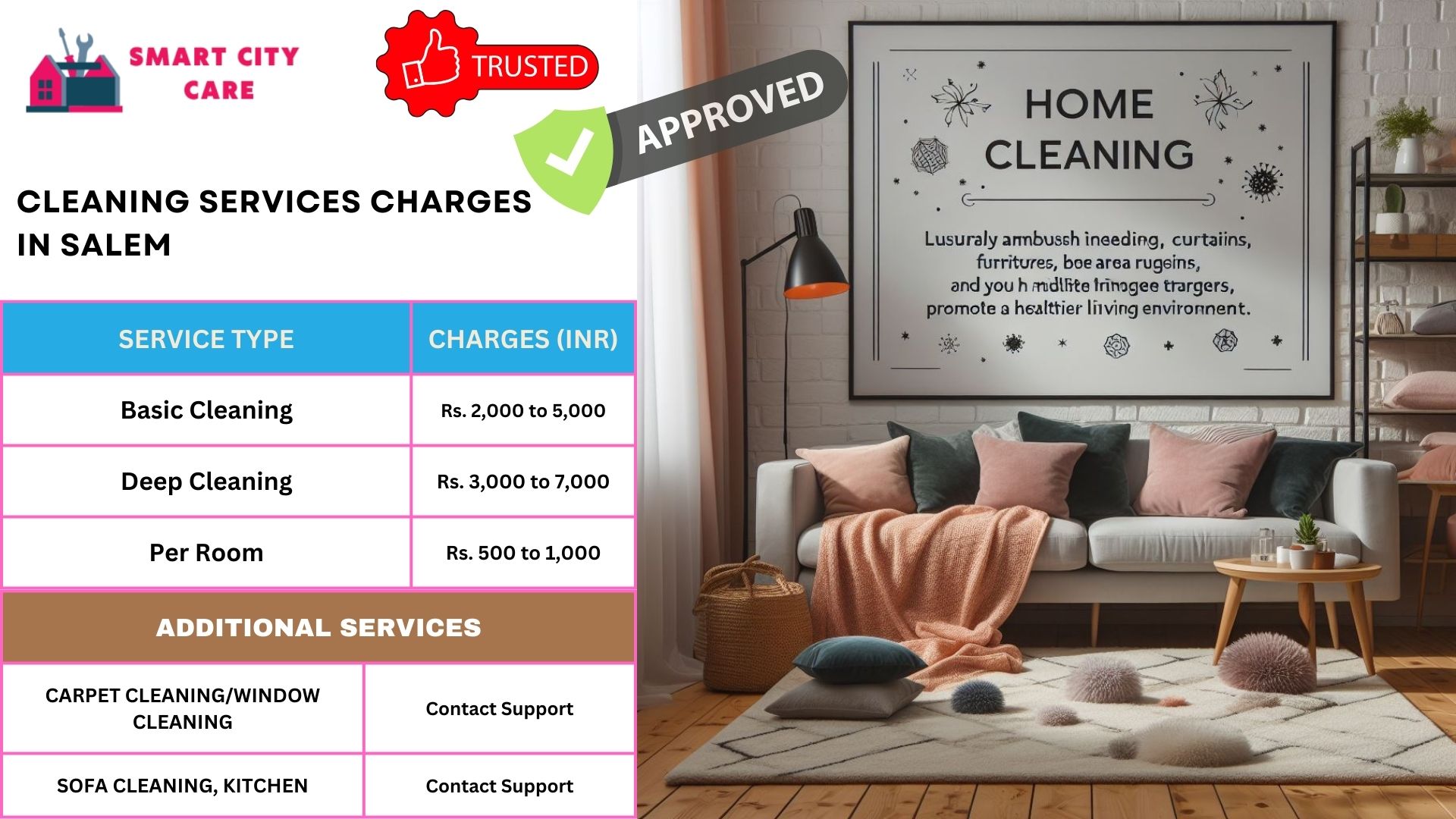 Cleaning Services rate list in Salem