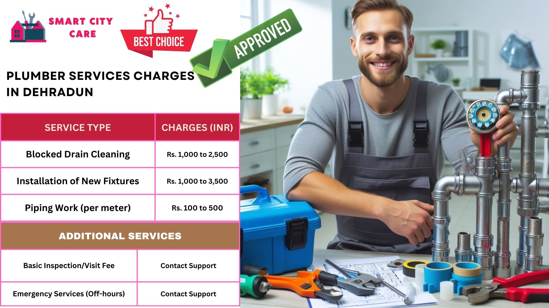 Plumber Charges List in Dehradun