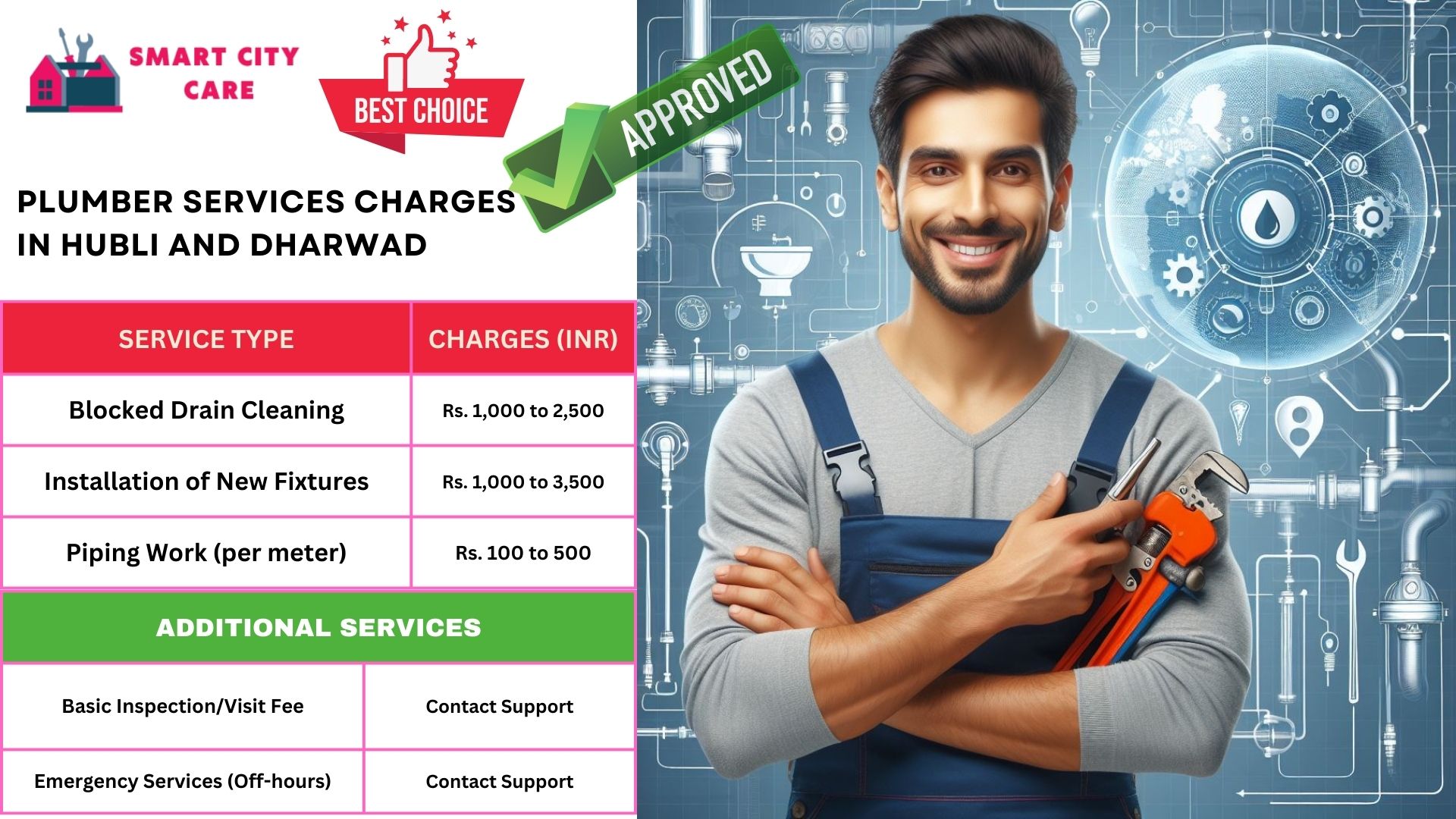 Plumber Charges List in Hubli And Dharwad